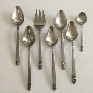 International NORSE Deluxe Stainless 7 PC Hostess Serving Set Fork Spoons VTG